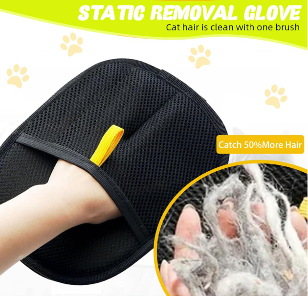 Pet Hair Removal & Grooming Mitt for Dogs & Cats