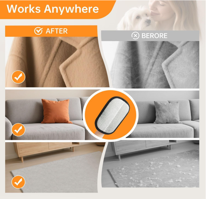 Pet Hair Removal & Grooming Mitt for Dogs & Cats